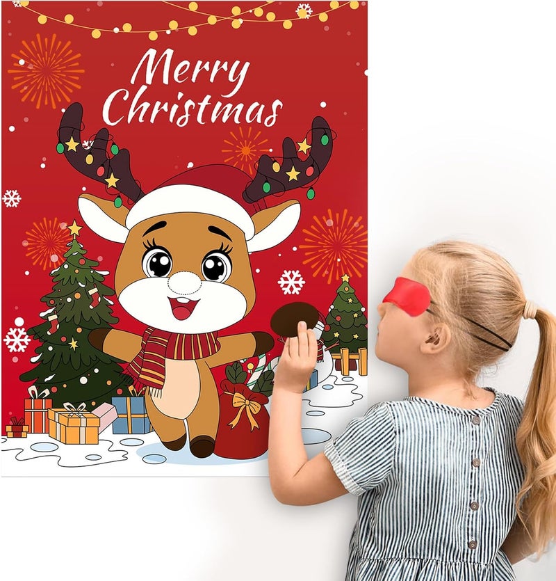 EMPOF Store Christmas Games - Pin The Nose on The Reindeer Games for Families Party, Cute Indoor Christmas Home Decor Party Decorations, Xmas Activities Presents Holiday Decor, Red - Image 5